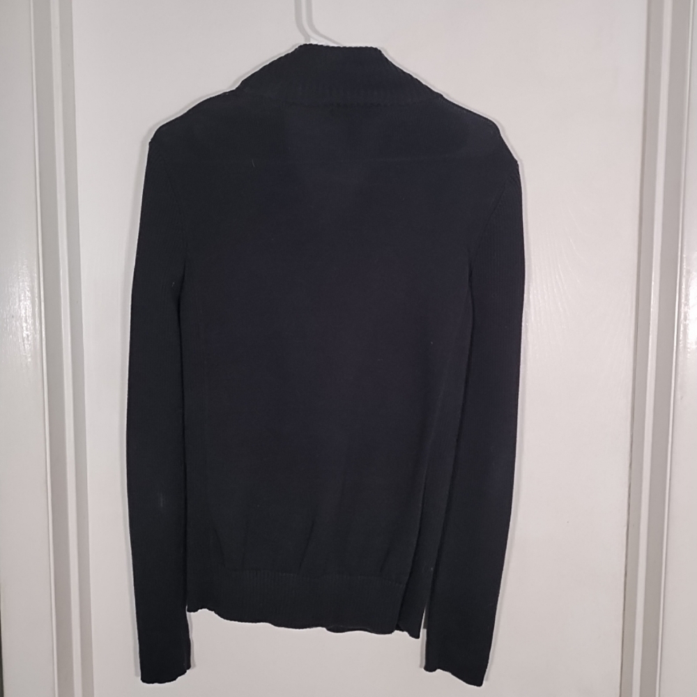 Lauren Ralph Lauren Women's M Black Zip Cardi Sweater Gold Monogram Crest - Picture 8 of 8